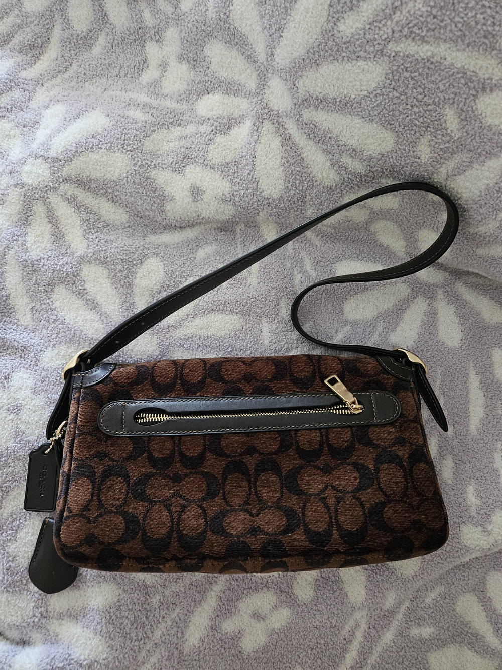 Coach Small Brown and Black Signature Jacquard Shoulder Bag - Picture 2 of 10